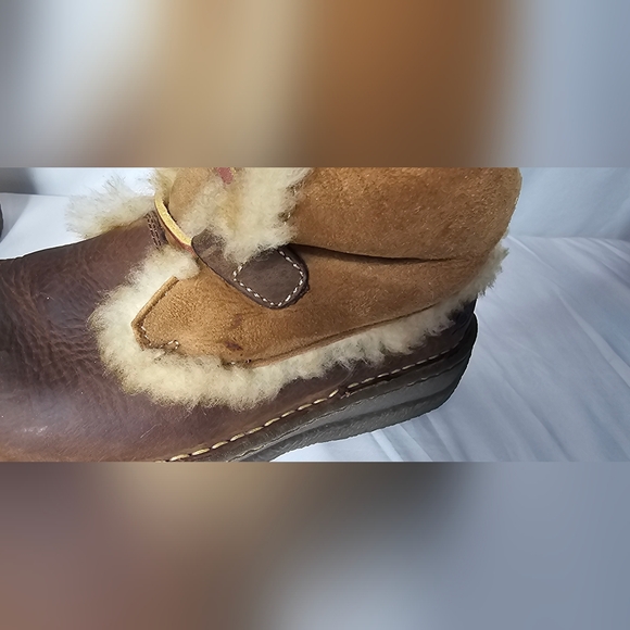 Born Two Tone Telly Leather Suede Shearling Brown Boots 7 / 38 Lace Up - Picture 11 of 13